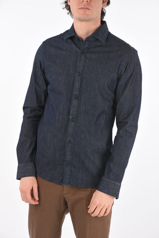 ZZEGNA camicia in denim slim fit collo francese