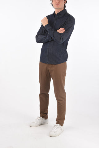 ZZEGNA camicia in denim slim fit collo francese
