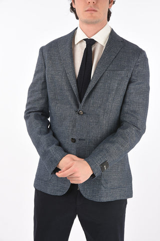 ZZEGNA flax and wool side vents notch lapel 2-button blazer
