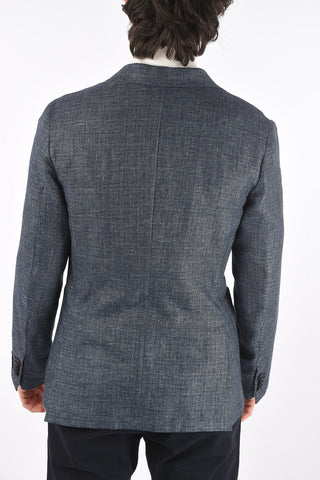 ZZEGNA flax and wool side vents notch lapel 2-button blazer