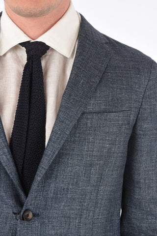 ZZEGNA flax and wool side vents notch lapel 2-button blazer