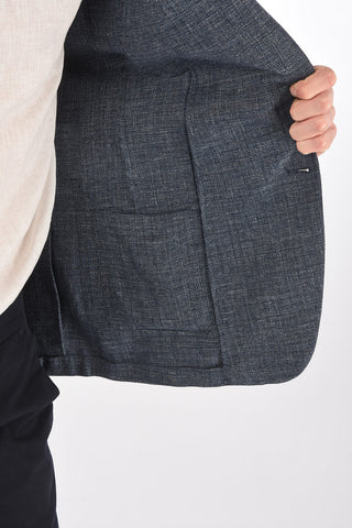 ZZEGNA flax and wool side vents notch lapel 2-button blazer
