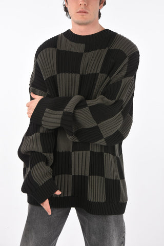 Crew Neck Checkered Oversized Pullover