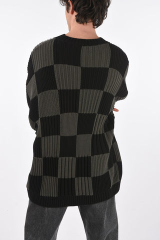 Crew Neck Checkered Oversized Pullover