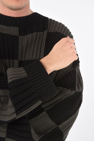 Crew Neck Checkered Oversized Pullover