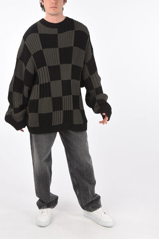Crew Neck Checkered Oversized Pullover