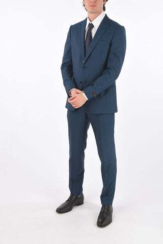 ZZEGNA silk and wool side vents peak lapel 2-button suit drop 8R