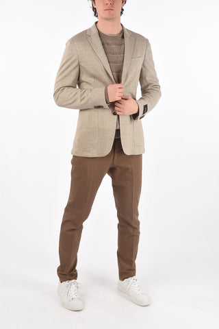 ZZEGNA flax and cotton plain herringbone 2-button blazer