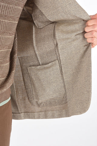 ZZEGNA flax and cotton plain herringbone 2-button blazer