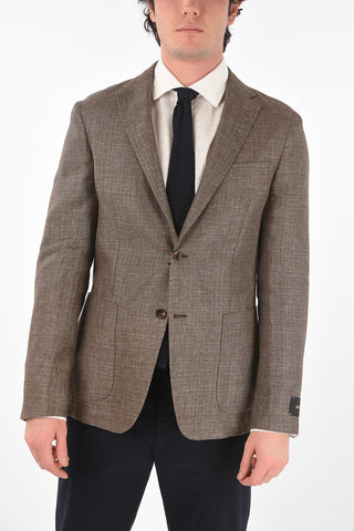 ZZEGNA flax and wool side vents notch lapel 2-button blazer