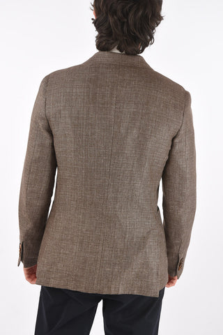 ZZEGNA flax and wool side vents notch lapel 2-button blazer