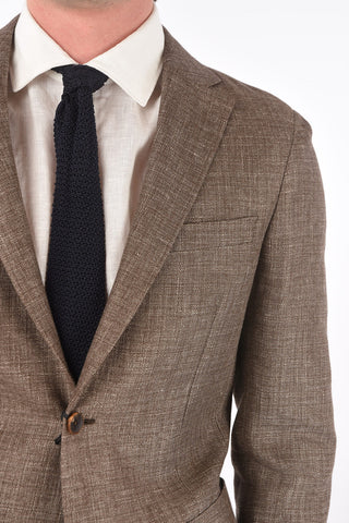 ZZEGNA flax and wool side vents notch lapel 2-button blazer