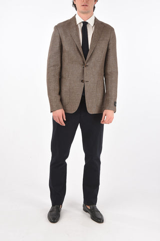 ZZEGNA flax and wool side vents notch lapel 2-button blazer