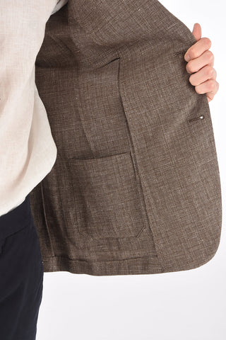ZZEGNA flax and wool side vents notch lapel 2-button blazer