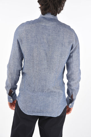 ZZEGNA camicia in lino slim fit collo francese