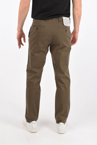 ZZEGNA pantaloni in cotone stretch con passanti