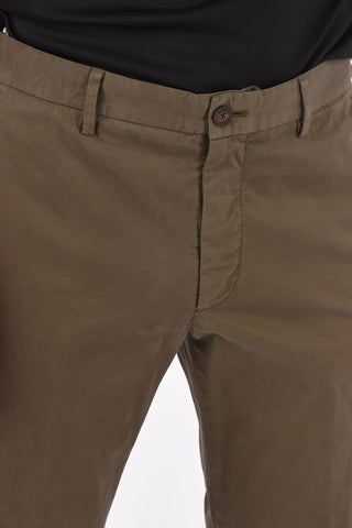 ZZEGNA pantaloni in cotone stretch con passanti