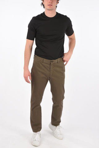 ZZEGNA pantaloni in cotone stretch con passanti