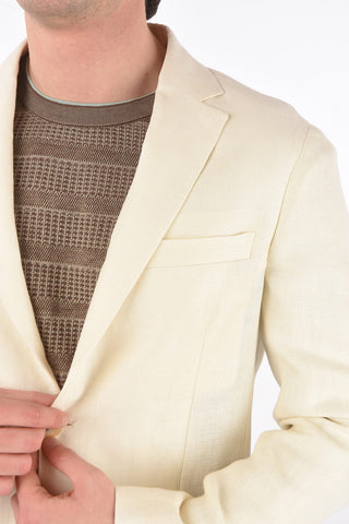 ZZEGNA wool and flax side vents blazer with patch pocket