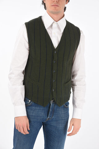 CC COLLECTION Flush Pocket Buttoned Pinstriped Vest