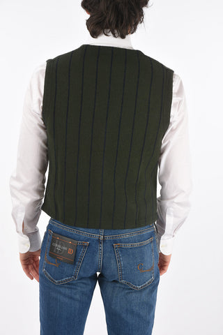 CC COLLECTION Flush Pocket Buttoned Pinstriped Vest