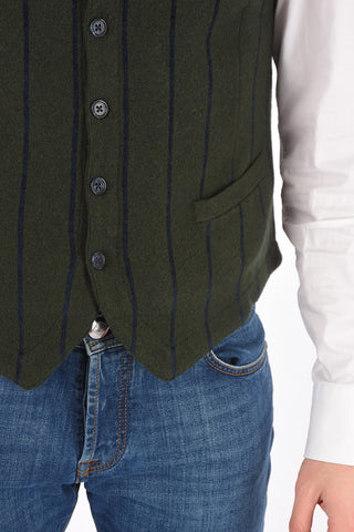 CC COLLECTION Flush Pocket Buttoned Pinstriped Vest