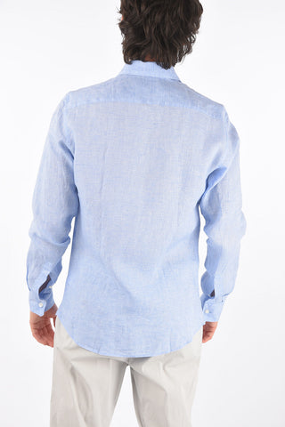ZZEGNA flax spread collar shirt
