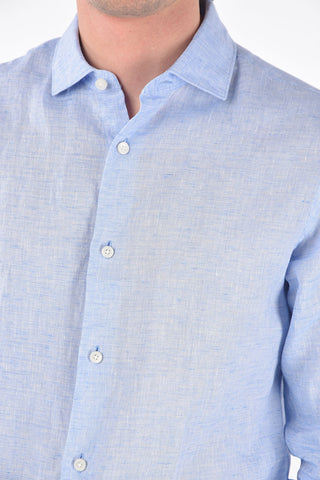 ZZEGNA flax spread collar shirt