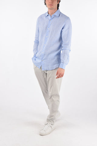 ZZEGNA flax spread collar shirt