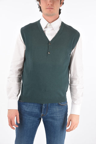 Gilet in Misto Cashmere con Abbottonatura Frontale