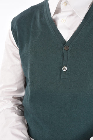 Gilet in Misto Cashmere con Abbottonatura Frontale