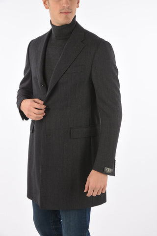 Virgin Wool and Cashmere Herringbone Coat