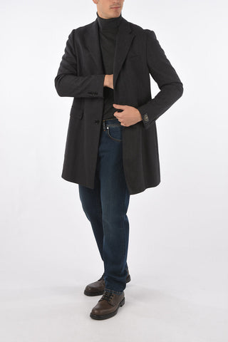 Virgin Wool and Cashmere Herringbone Coat
