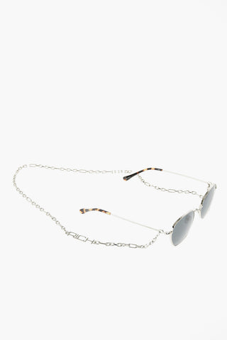 square frame sunglasses with chain