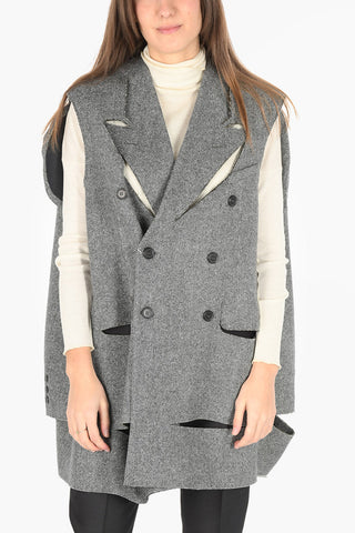 MM0 plain herringbone double-breasted cape