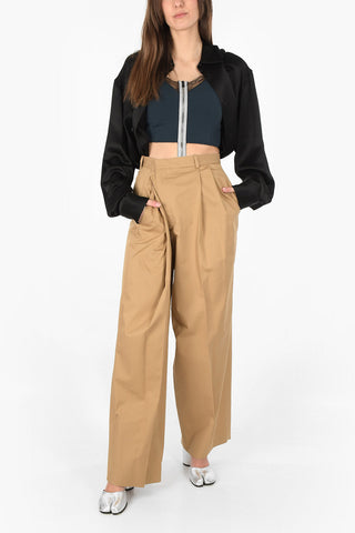 MM1 cotton high waist double pleat pants