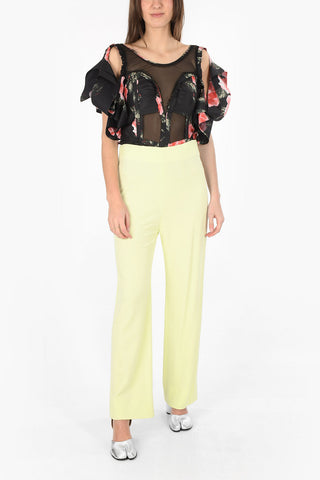MM0 high-rise waist side-zip fastening palazzo pants