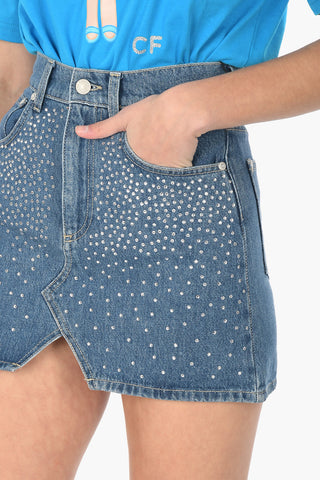 Minigonna in denim con cristalli