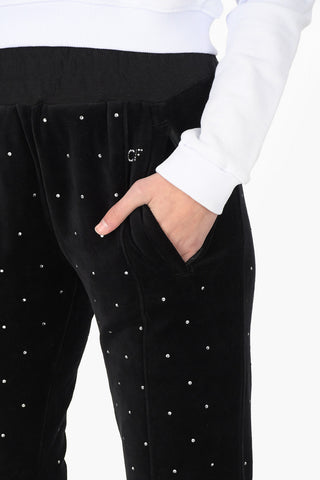 High waist chenille Jogger trousers with crystals