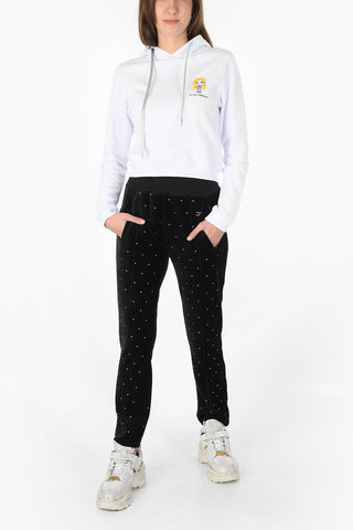 High waist chenille Jogger trousers with crystals