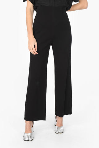 MM0 pantalone palazzo a vita alta con zip laterale