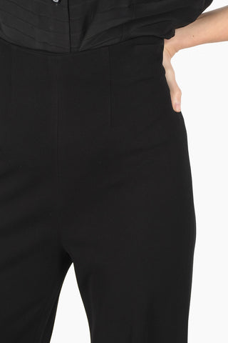 MM0 pantalone palazzo a vita alta con zip laterale