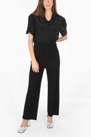 MM0 pantalone palazzo a vita alta con zip laterale