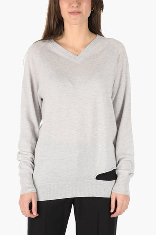 MM4 maglia scollo a V in cashmere con dettaglio cut out