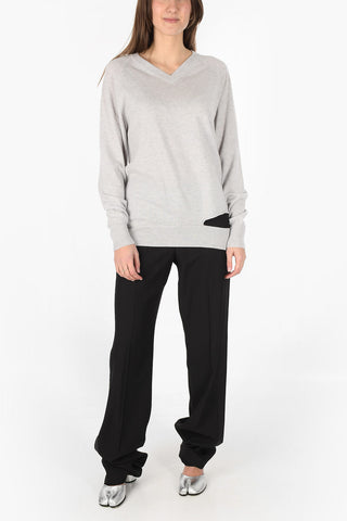 MM4 maglia scollo a V in cashmere con dettaglio cut out