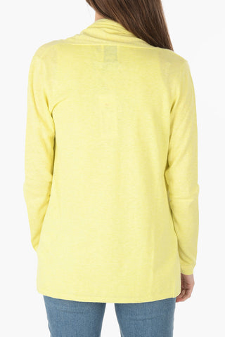 Cardigan in misto Lino e Cotone Senza Bottoni con Tasche a Toppa