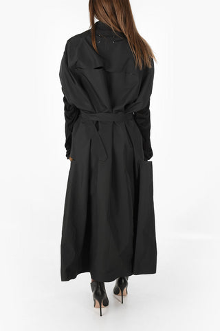 MM0 cut out details maxi coat with belt