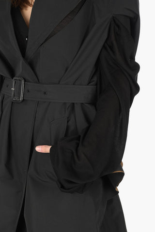 MM0 cut out details maxi coat with belt