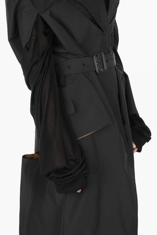 MM0 cut out details maxi coat with belt