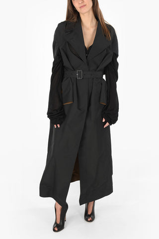 MM0 cut out details maxi coat with belt